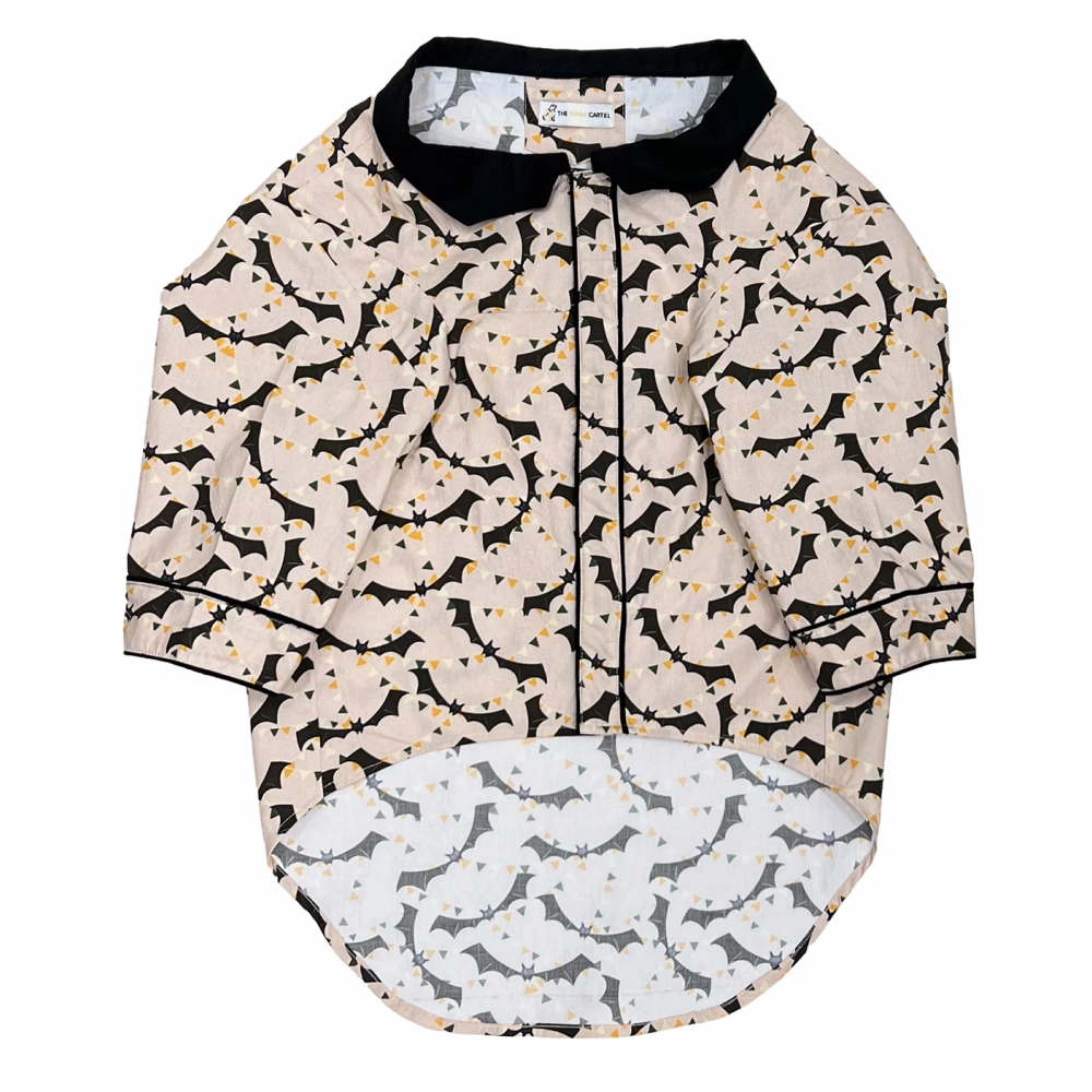 The Papaw Cartel Bat And Bunting Shirt With Bat Wing Collar for Dogs (Peach)