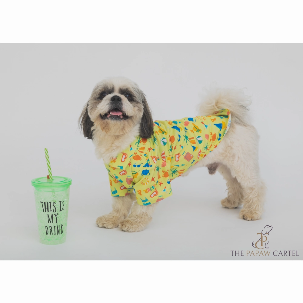 The Papaw Cartel Vacation Shirt for Dogs (Lime Green)