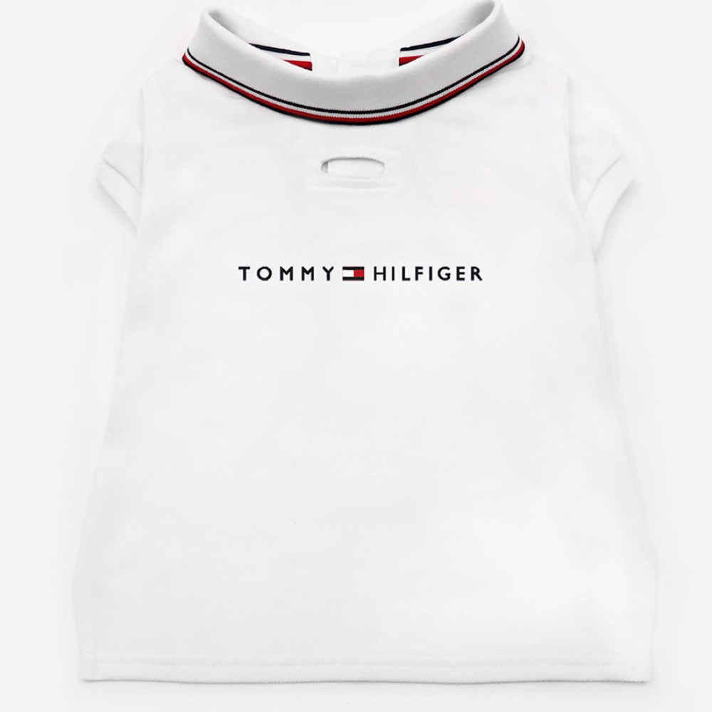 Tommy Hilfiger Heritage Polo Tshirt for Dogs (Optic White)