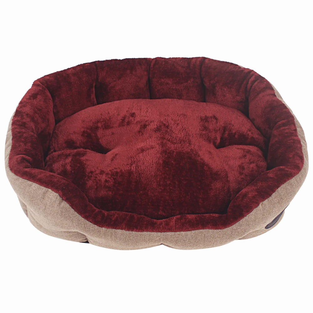 TopDog Premium Suede Tweed Oval Lounger Bed (Beige,Rust) (Get a Toy Free)