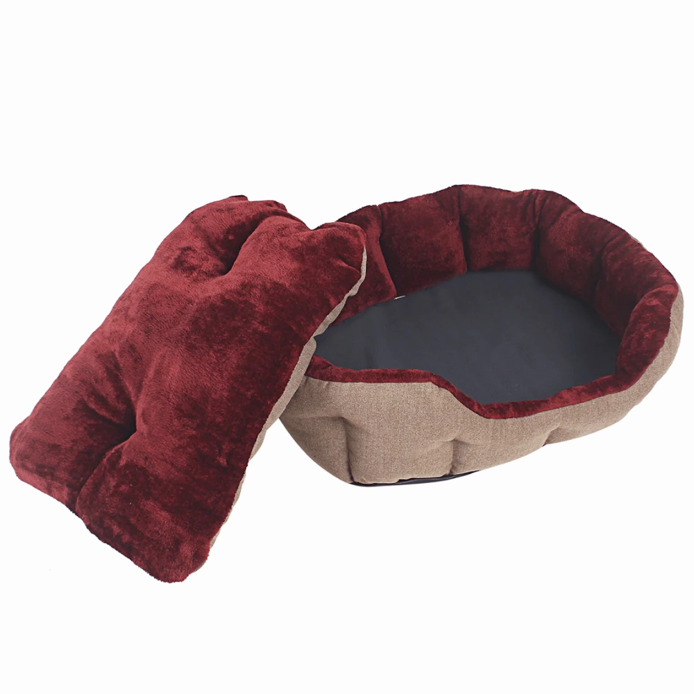 TopDog Premium Suede Tweed Oval Lounger Bed (Beige,Rust) (Get a Toy Free)