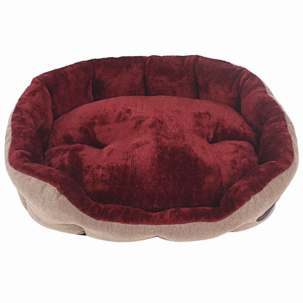 TopDog Premium Suede Tweed Oval Lounger Bed (Beige,Rust) (Get a Toy Free)