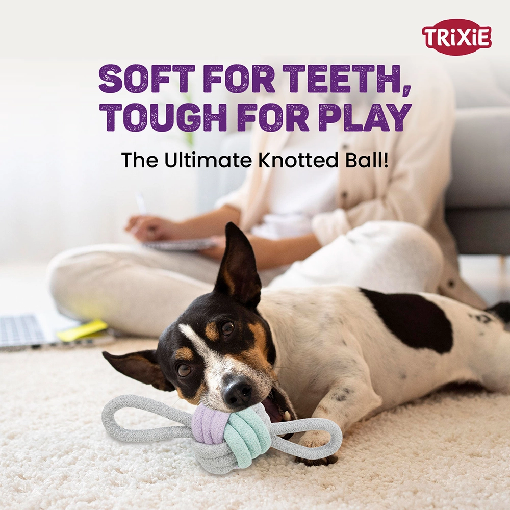 Trixie Junior Knotted Ball Rope Toy with Loops for Dogs
