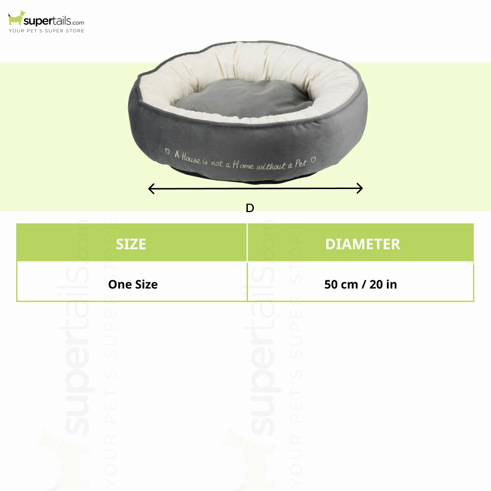 Trixie Pet's Home Round Bed for Dogs and Cats (Grey & Cream)