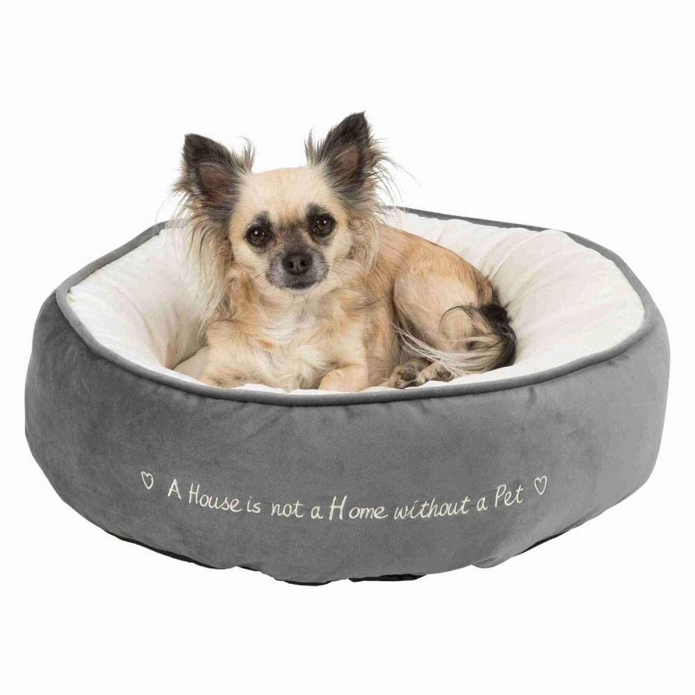 Trixie Pet's Home Round Bed for Dogs and Cats (Grey & Cream)