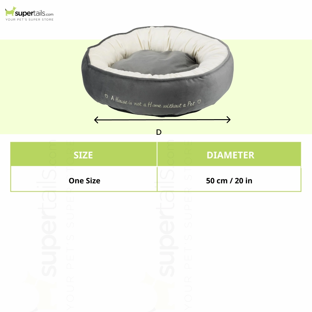 Trixie Pet's Home Round Bed for Dogs and Cats (Grey & Cream)
