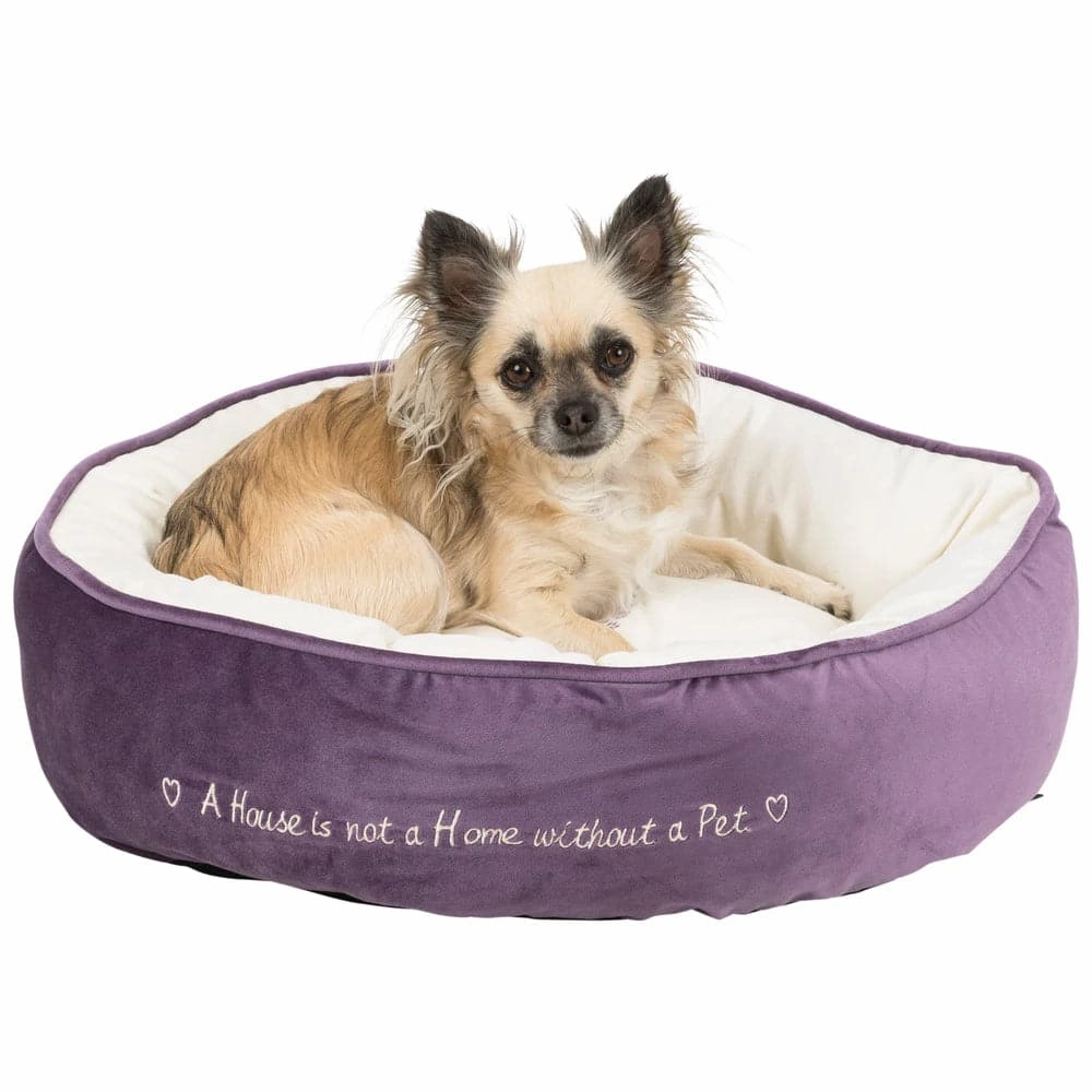 Trixie Pet's Home Round Bed for Dogs and Cats (Purple & Cream)