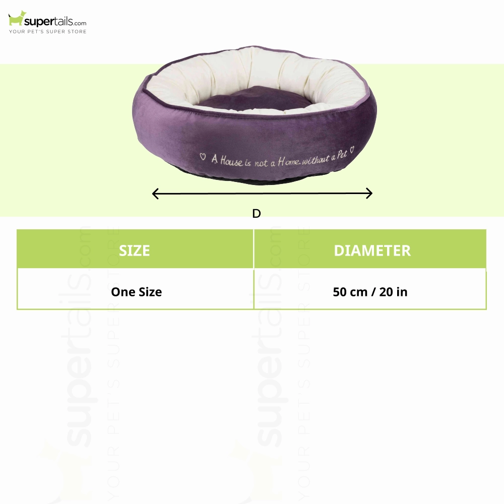 Trixie Pet's Home Round Bed for Dogs and Cats (Purple & Cream)