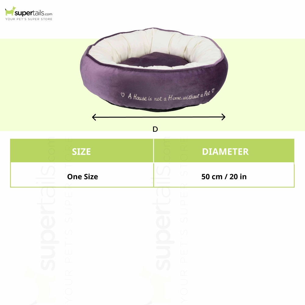 Trixie Pet's Home Round Bed for Dogs and Cats (Purple & Cream)