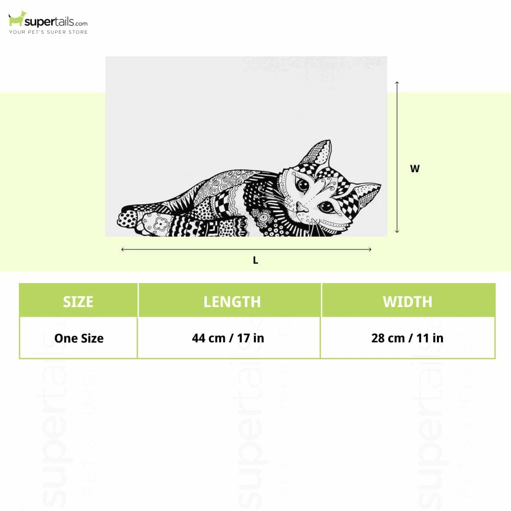 Trixie Zentangle Cat Place Mat for Dogs and Cats (Black & White)