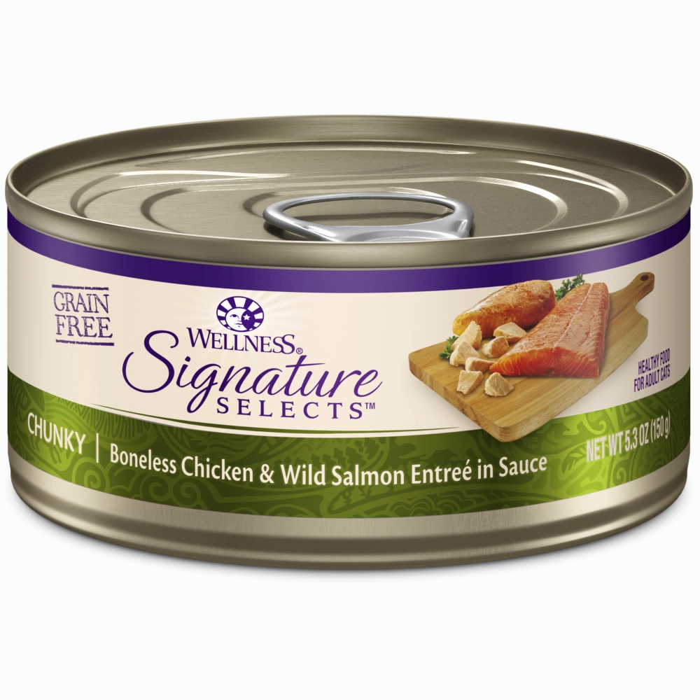 Wellness Signature Selects Grain Free Natural White Meat Chicken and Wild Salmon Entree in Sauce Wet Canned Cat Food