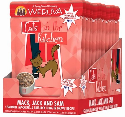 Weruva Cats in the Kitchen Mack, Jack & Sam Salmon, Mackerel & Tuna Pouch