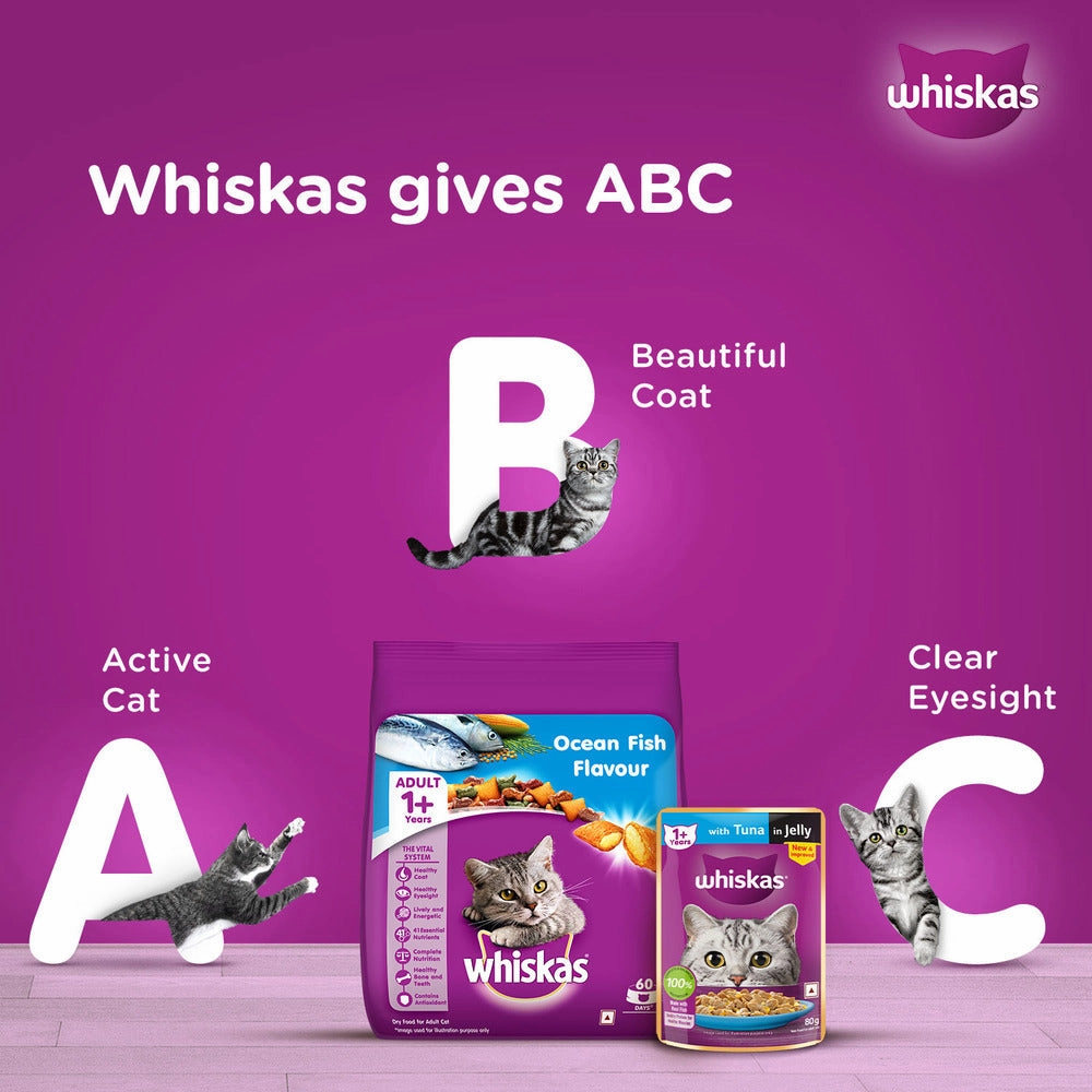 Whiskas Tuna in Jelly Meal and Chicken With Salmon Wakame Seaweed in Gravy Tasty Mix Adult Cat Wet Food Combo