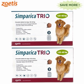 Zoetis Simparica Trio 20-40kg Tick & Flea Control Tablet Combo for Dogs(3 3 tablets)